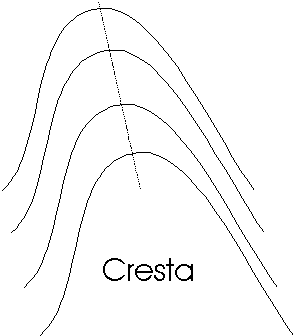 Representación de crestas en un mapa topográfico
