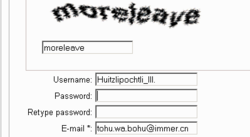 Account creation mask